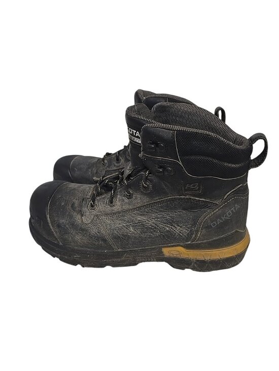 Dakota Men\'s 6300 6 inch Composite Toe Waterproof Work Boot Black Yellow 10.5M